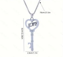 Love is the Key Titanium heart necklace