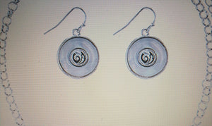 OVERSIZED ANTIQUE ABALONE SHELL ACCENT DISK NECKLACE SET