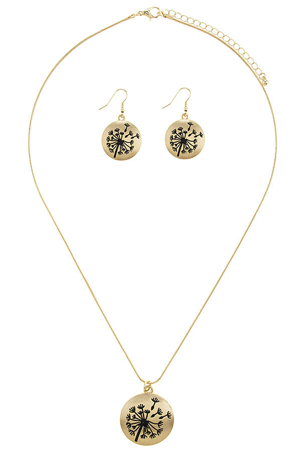DANDELION ETCHED NECKLACE SET