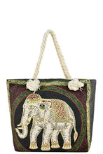 ELEPHANT (2 STYLES) - CANVAS EMBROIDERED TOTE BAG