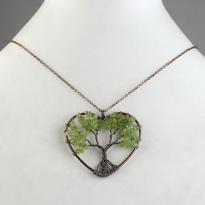 Handemade Natural Stone Tree Heart Necklace - 8 styles